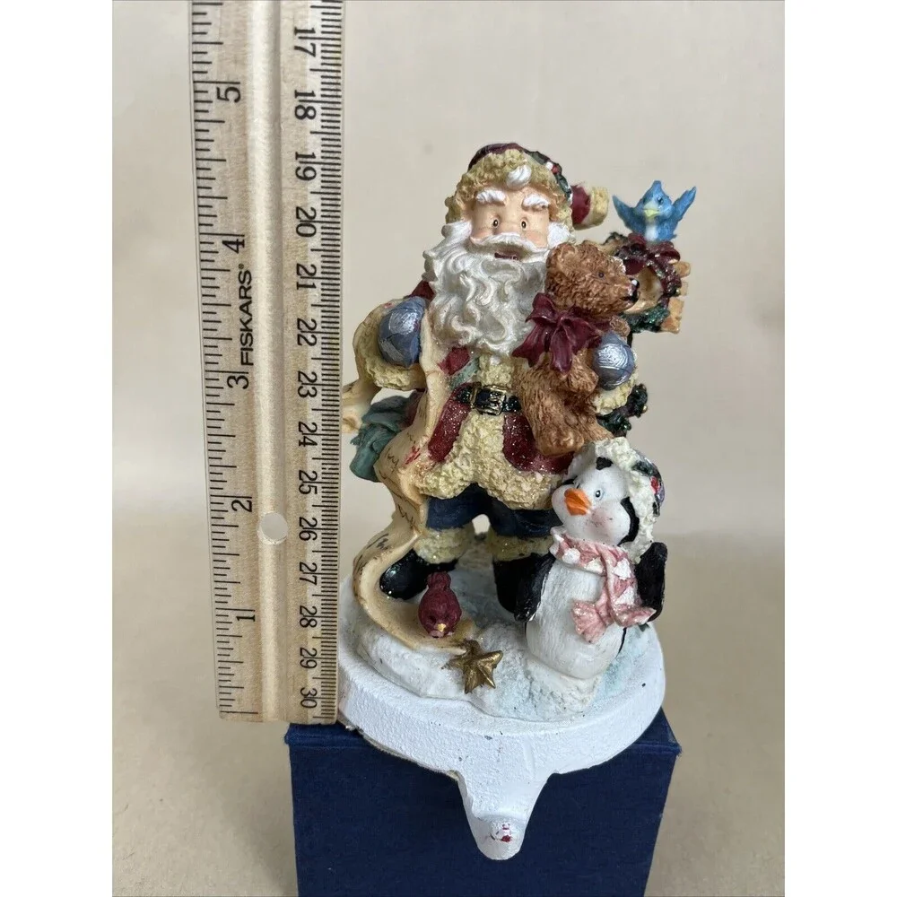 2‎ VTG Cast Iron Christmas Stocking Hangers- Santa Penguin, Snowman Penguin